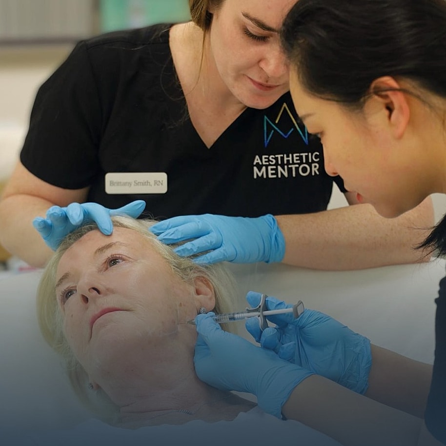 Aesthetic treatment procedure in progress with professionals.